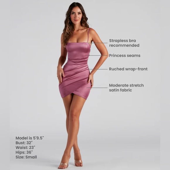 [Windsor] mauve/pink satin mini dress in small - Picture 6 of 9